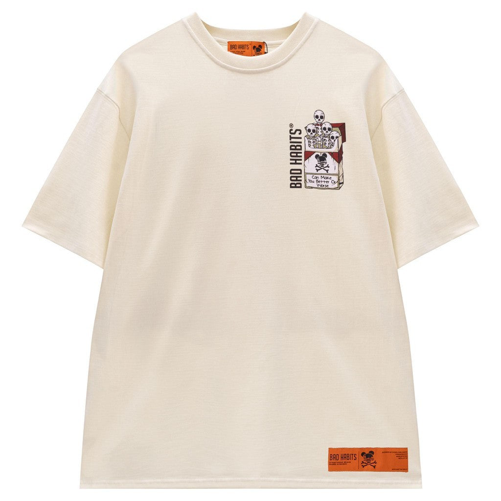 Unisex Bad Habits Tobacco T-shirt Cream Color 100% Cotton - Genuine Local Brand