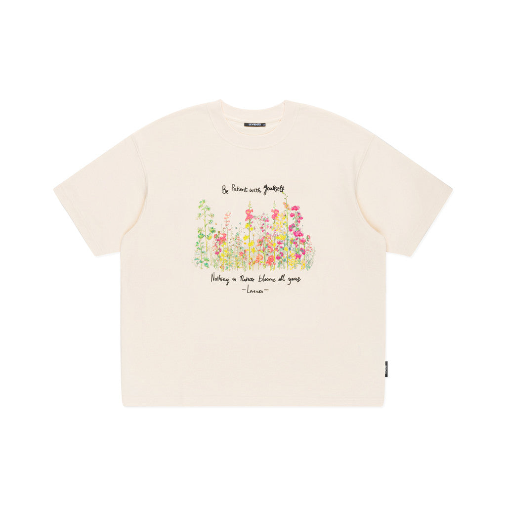 Levents My Garden Semi-Oversize Tee/ Tan 100% Cotton T-shirt Unisex