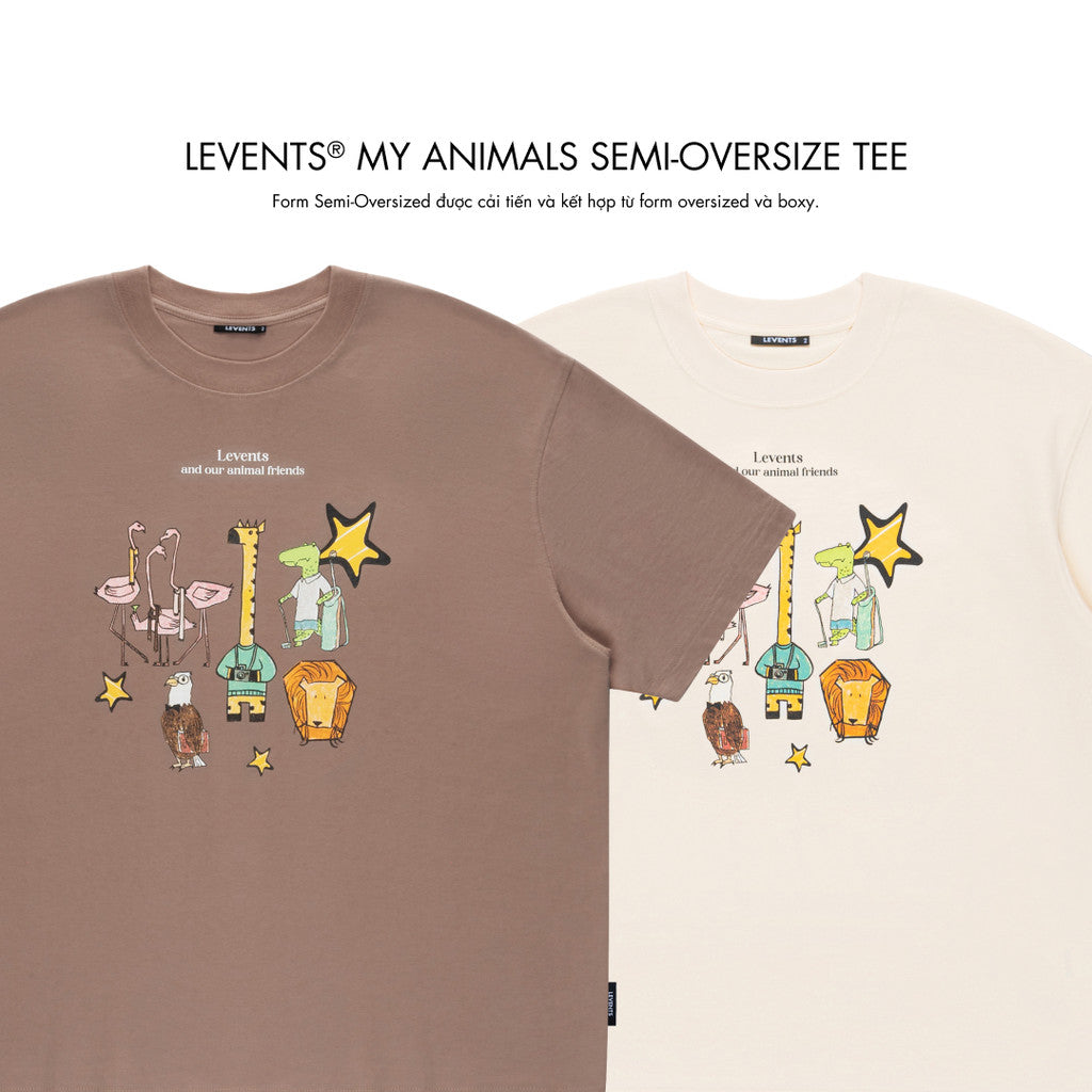 Levents My Animals Semi-Oversized Tee 100% Cotton T-shirt Unisex