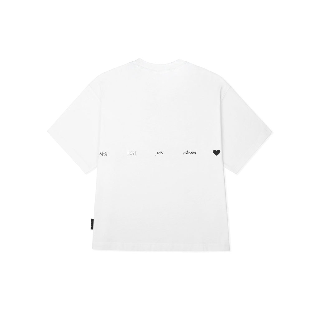 Drop Shoulder Levents Shapes of Heart/ White Tee 100% Cotton Unisex Oversized T-shirt