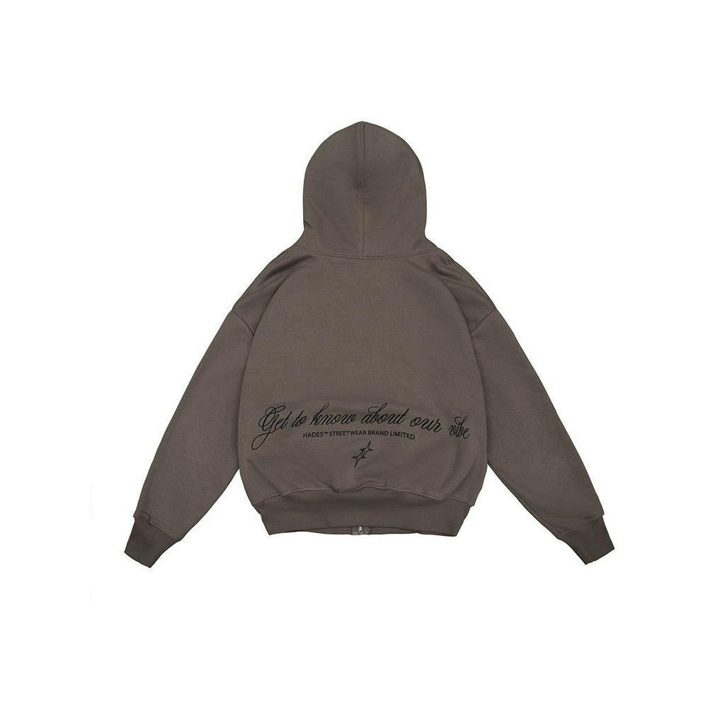 UNISEX COTTON Flannel MUZIC PATCHES BOXY HOODIE ZIP - GENUINE HADES BRAND