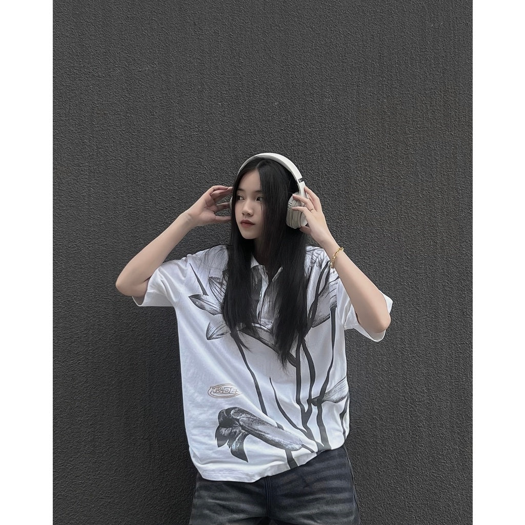 HADES Lilies Polo Shirt - HADES Brand chính hãng Áo polo tay lỡ thun cá sấu unisex