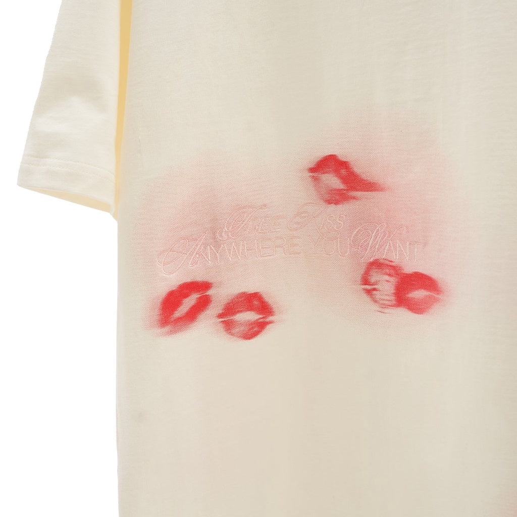 Unisex Short Sleeve T-shirt SIP ON YOUR LIPS TEE Tan 100% Cotton - Genuine HADES Brand