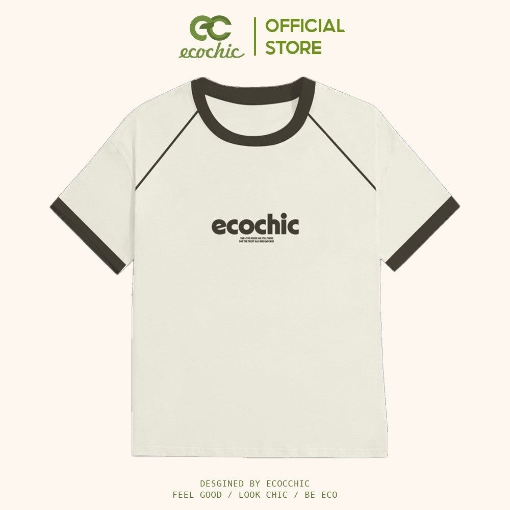 ECOCHIC RAGLAN LINE Local Brand Baby Tee T-shirt Genuine Unisex Slim Form Premium Cotton 100% F855