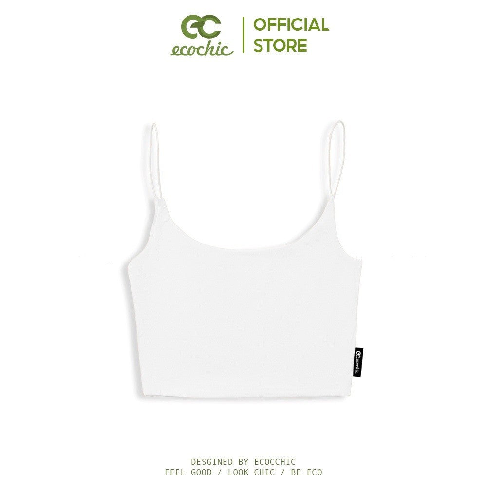 ECOCHIC Women's Crop Tank Top Black and White Soft Cotton Material Good Sweat Absorption B006