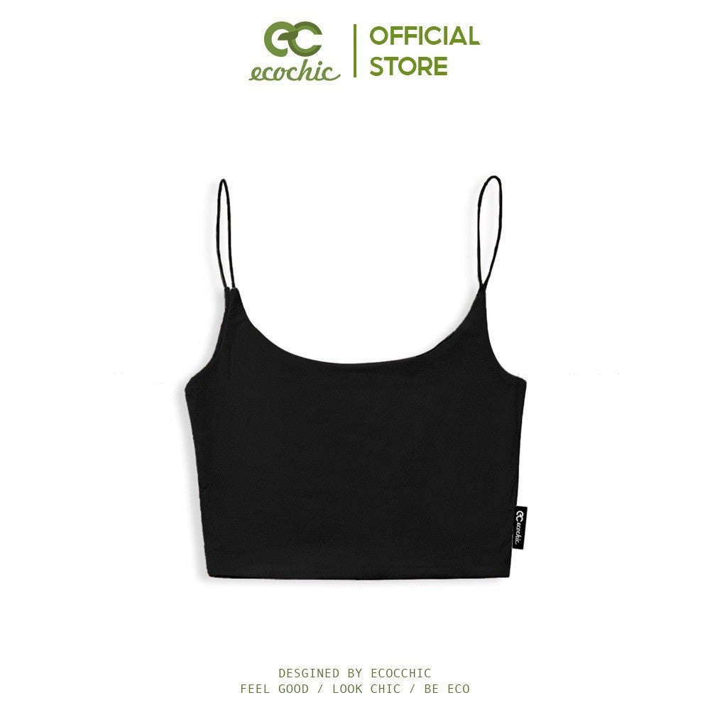 ECOCHIC Women's Crop Tank Top Black and White Soft Cotton Material Good Sweat Absorption B006