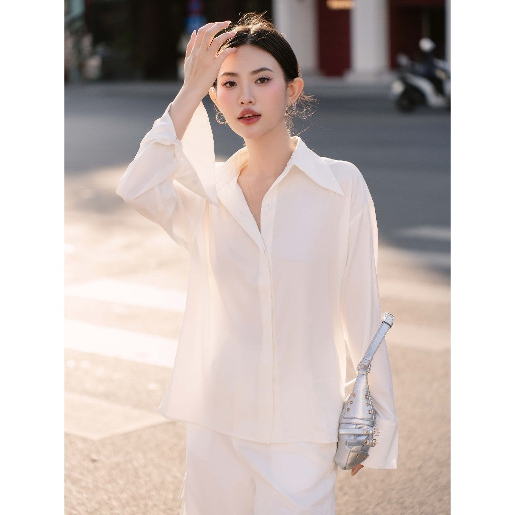 RECHIC Áo kiểu sơ mi Zeny tay dài cơ bản sang trọng