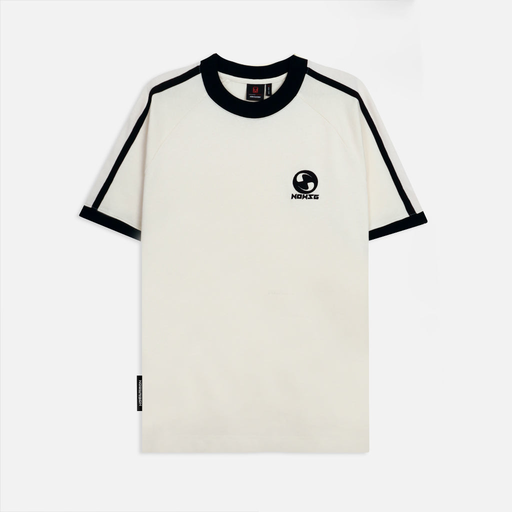 NEEDS OF WISDOM Line Boxy Raglan Tee - Cream - Genuine Local Brand