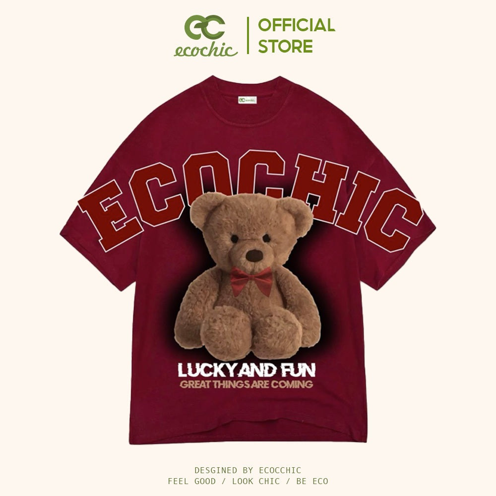 ECOCHIC LUCKY TEDDY BEAR T-Shirt Tee Local Brand Genuine Unisex Loose Form Oversize Premium Cotton 100% F578