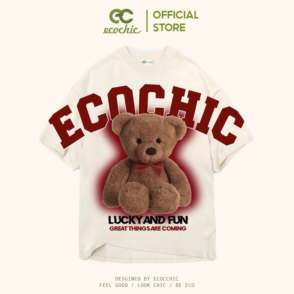 ECOCHIC LUCKY TEDDY BEAR T-Shirt Tee Local Brand Genuine Unisex Loose Form Oversize Premium Cotton 100% F578