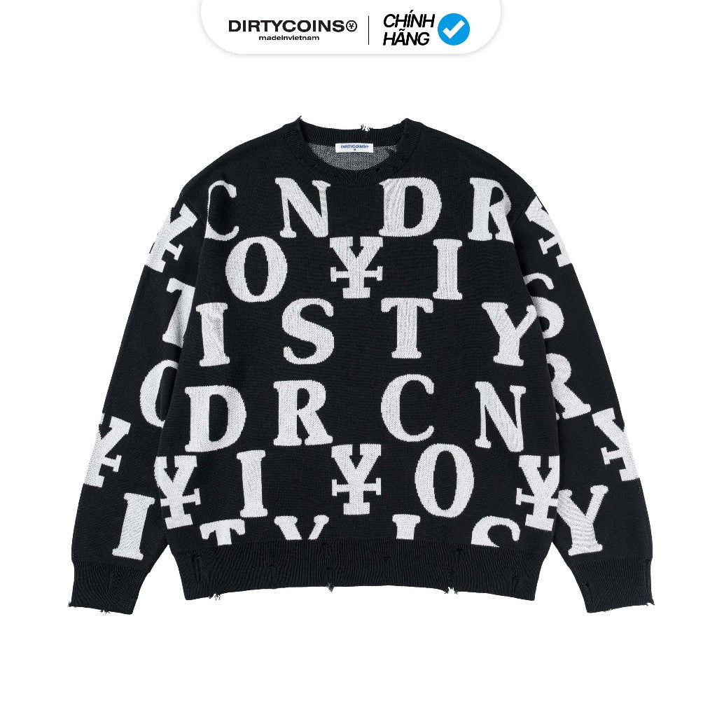 DirtyCoins Letters Monogram Knit Sweater