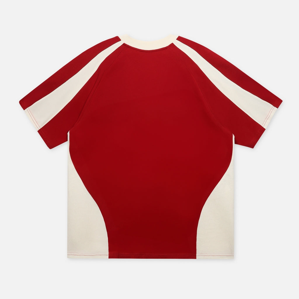 NEEDS OF WISDOM Mixed Boxy Raglan Tee - Cream/Red - Authentic Local Brand