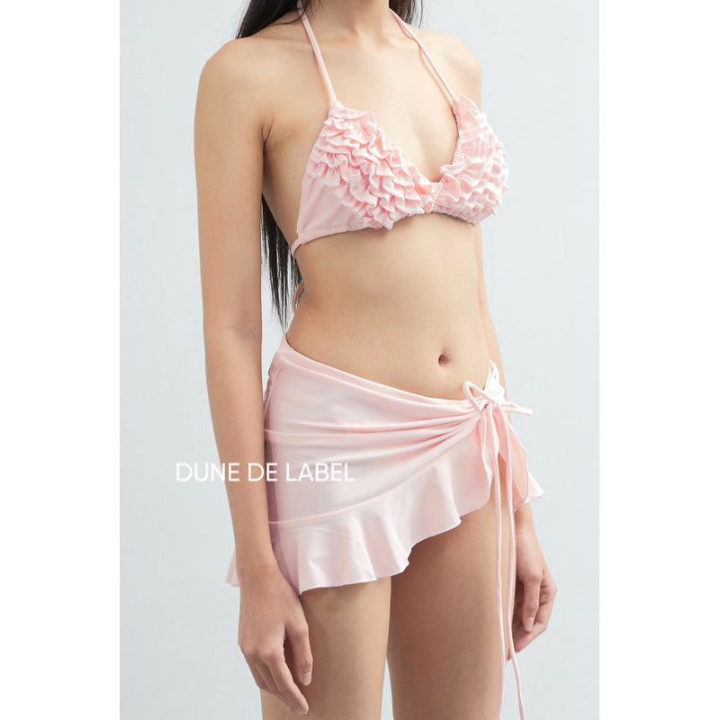 DUNE DE LABEL l Pastel Pink 2-Piece Halter Bikini Set | FLORAL BIKINI