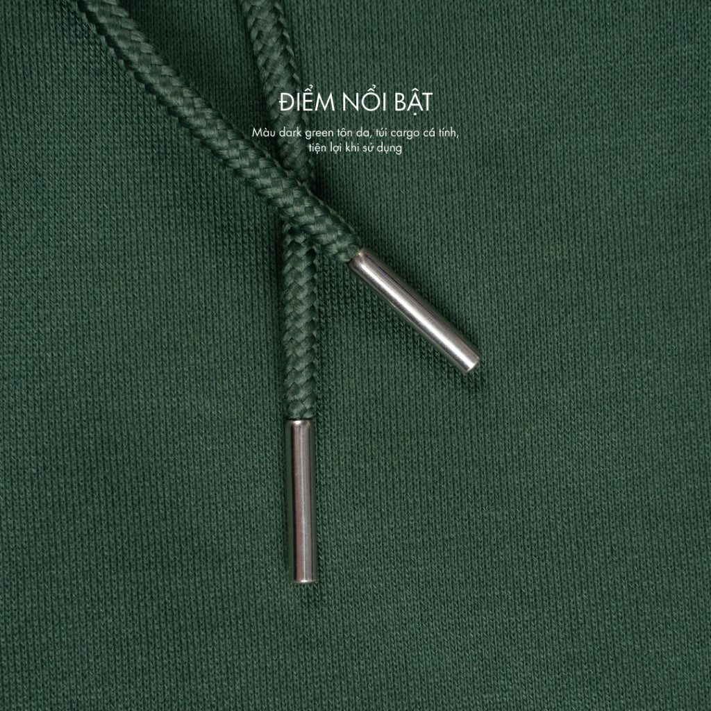 Levents Cargo SweatPants/ Dark Green Thick Fleece Unisex Straight Fit