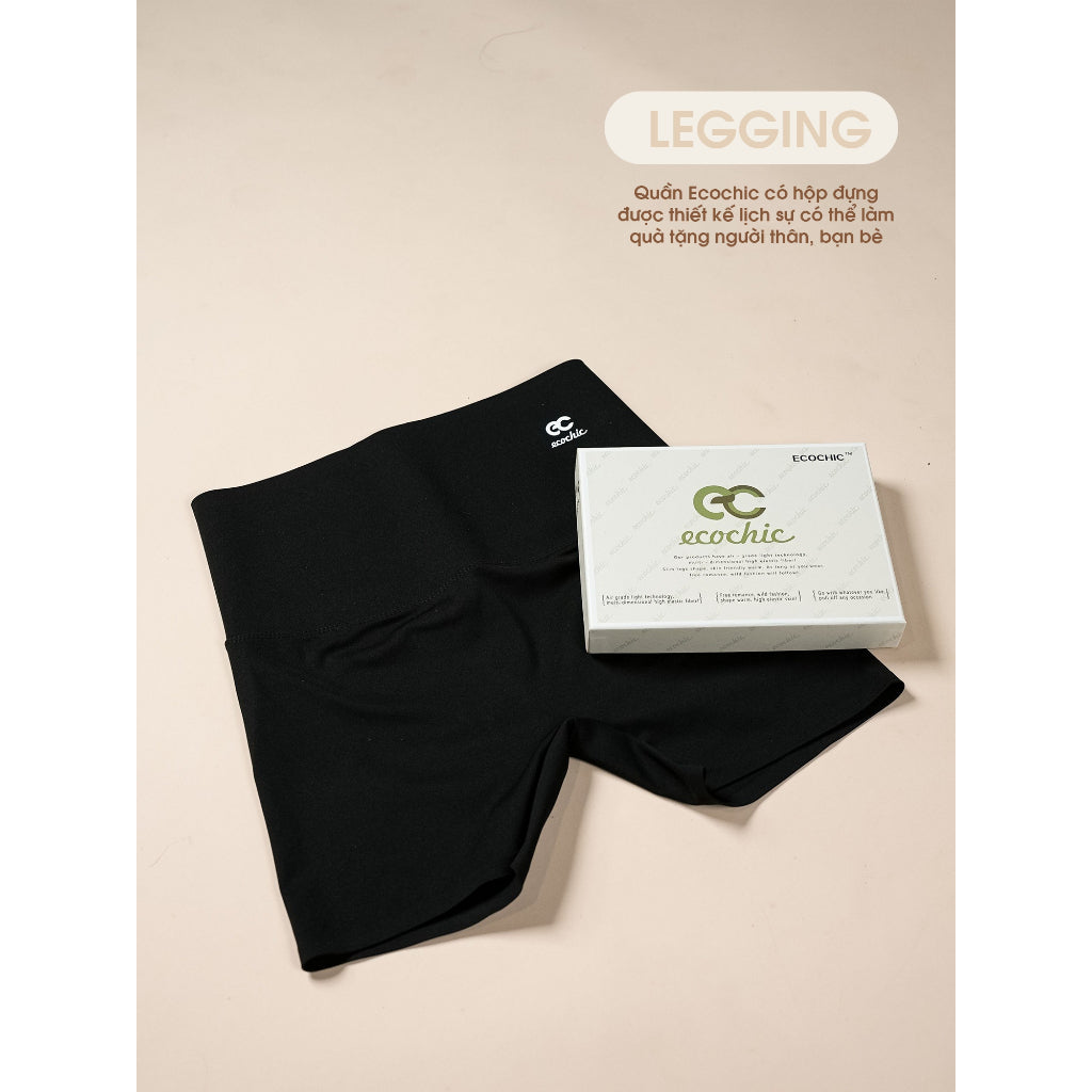 Quần Legging Đùi ECOCHIC Nữ Dài Ngố Cạp Cao Gen Bụng Tập Gym Yoga Su Đúc Nâng Mông New A687