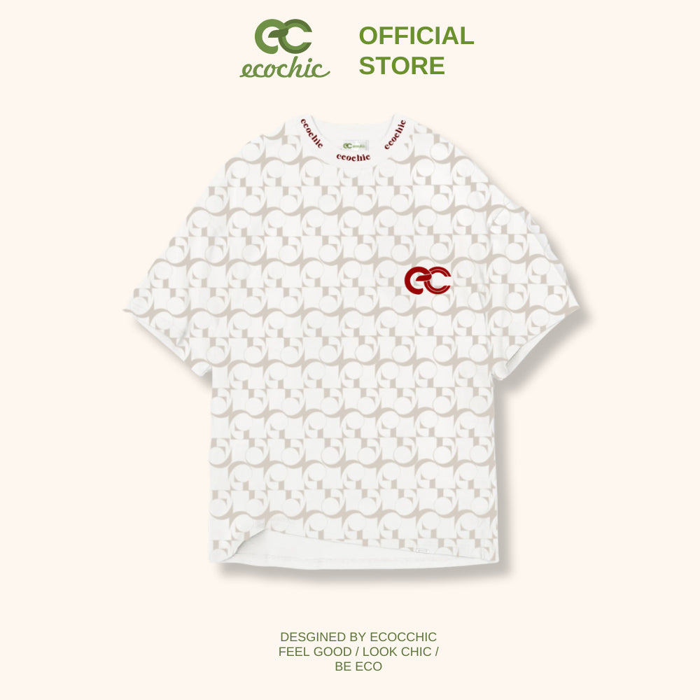 Genuine ECOCHIC JULIANA Tee ESSENTIALS T-Shirt Monogram Pattern Oversize Loose Fit Wrinkle-Resistant Material B034