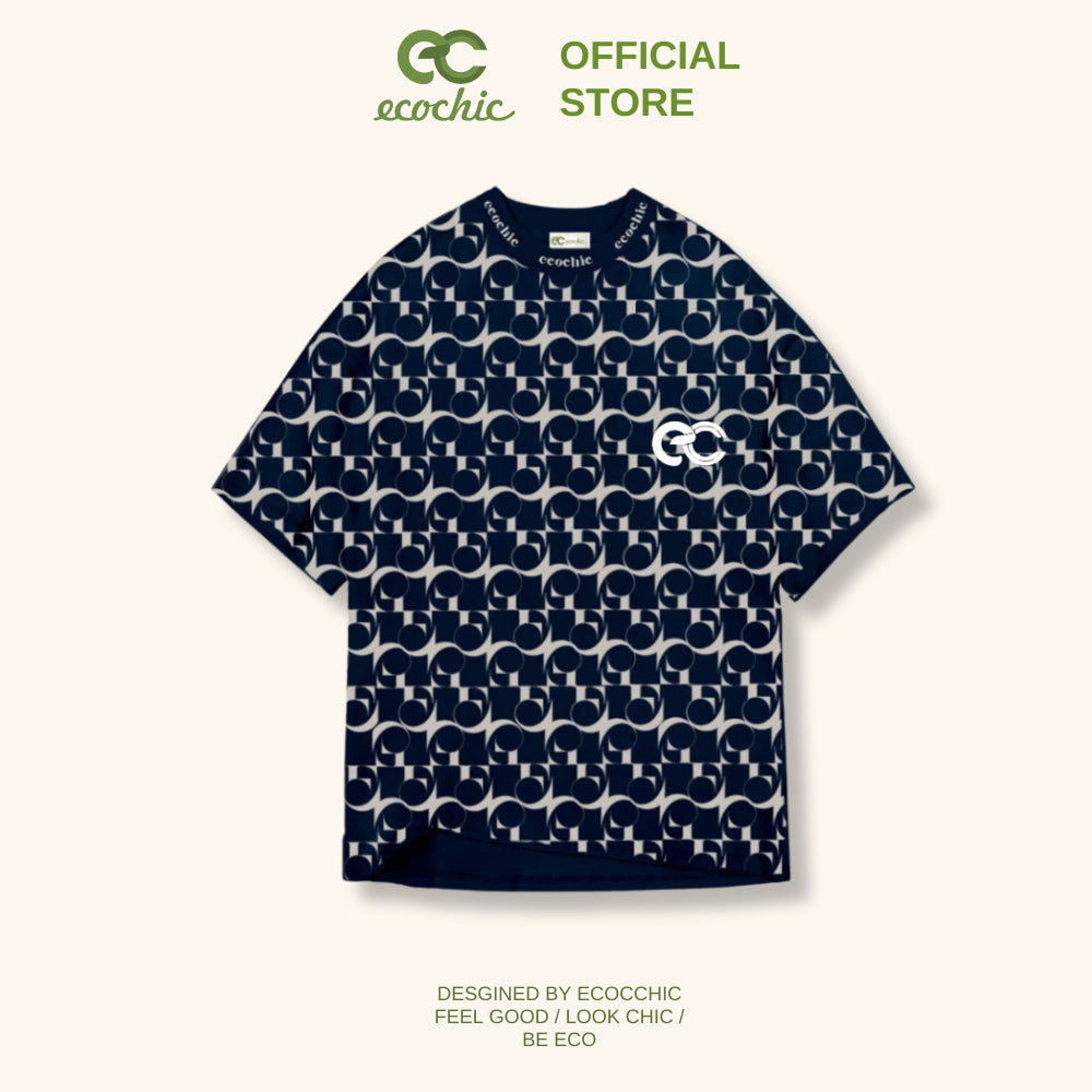 Genuine ECOCHIC JULIANA Tee ESSENTIALS T-Shirt Monogram Pattern Oversize Loose Fit Wrinkle-Resistant Material B034