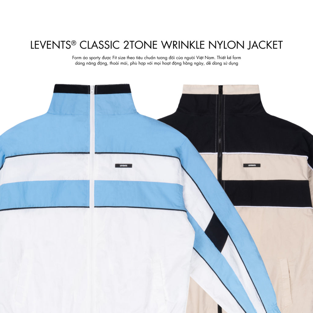 Levents Classic 2Tone Wrinkle Nylon Jacket Unisex Oversized