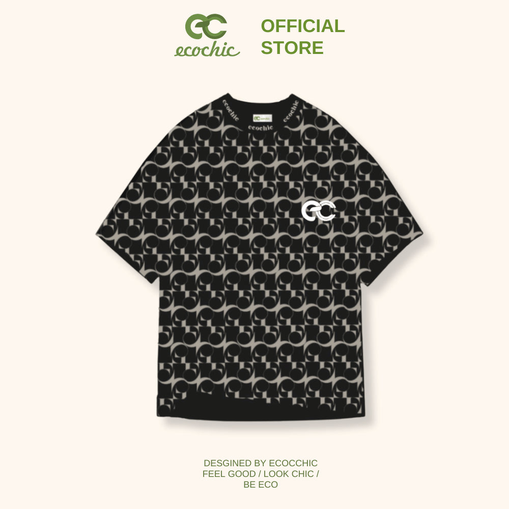 Genuine ECOCHIC JULIANA Tee ESSENTIALS T-Shirt Monogram Pattern Oversize Loose Fit Wrinkle-Resistant Material B034