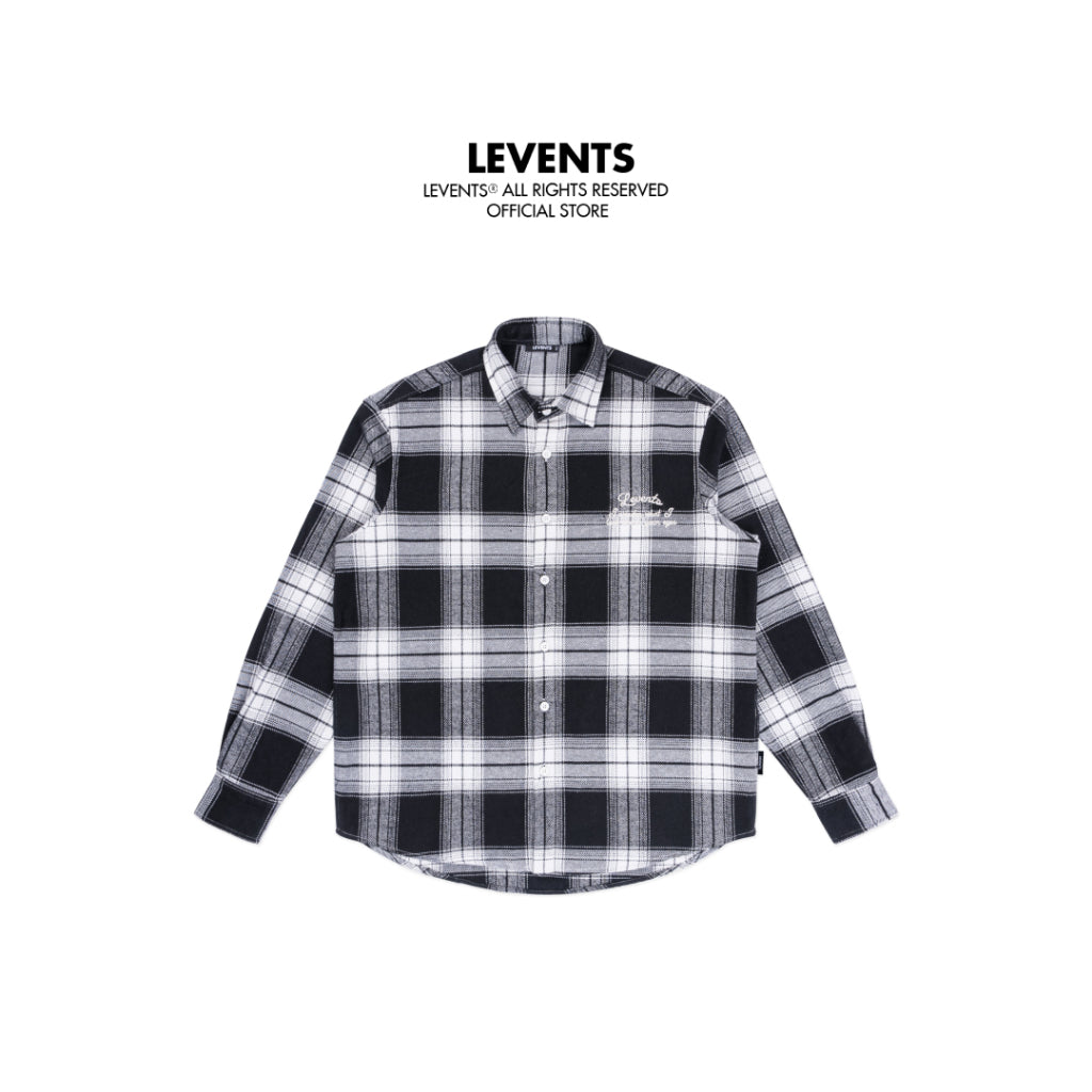 Levents Flannel Checked Shirt Long Sleeve/ Black Shirt 100% Cotton Unisex Oversized