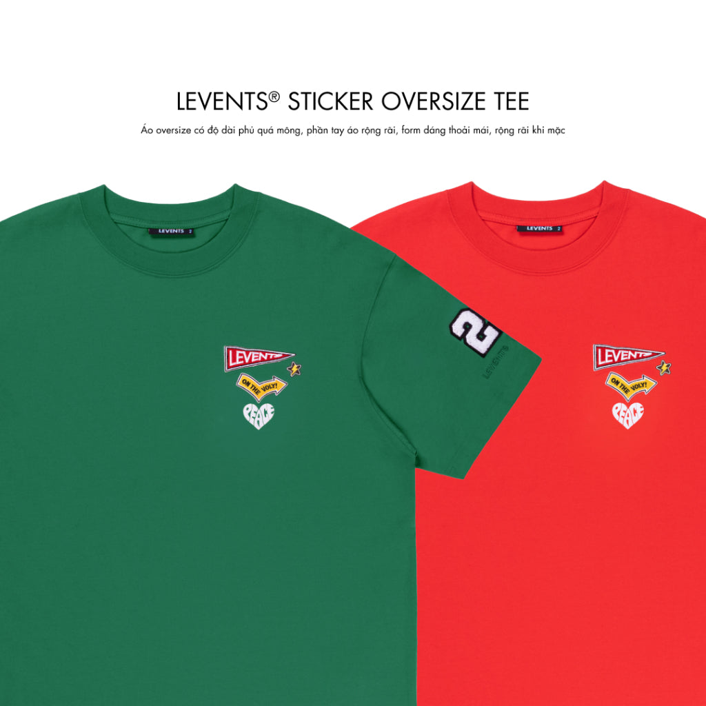 Levents Sticker Oversized Tee 100% Cotton Unisex Oversized T-shirt