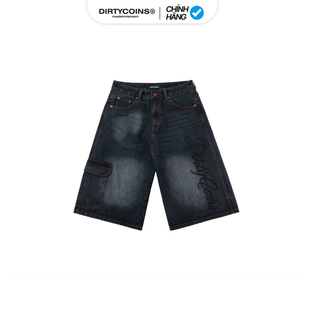 DirtyCoins Denim Baggy Embroidery Logo Pants