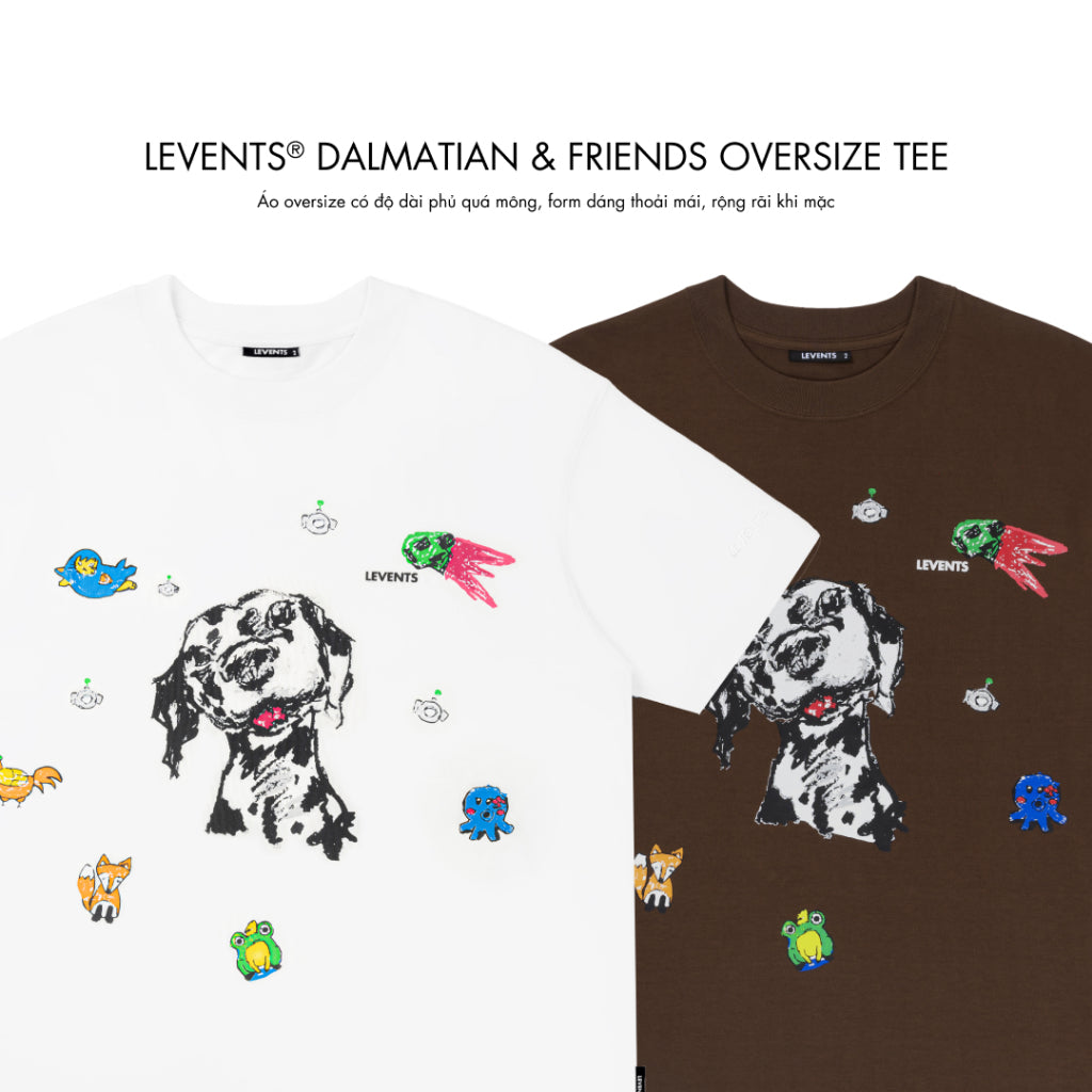 Levents Dalmatian & Friends Tee 100% Cotton Unisex Oversized T-shirt