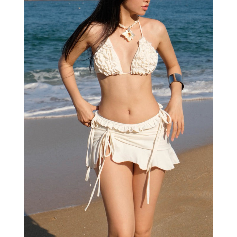 DUNE DE LABEL l 2-Piece Multi-Layered Ruffled Bikini Set in Light Pink | FLORAL BIKINI