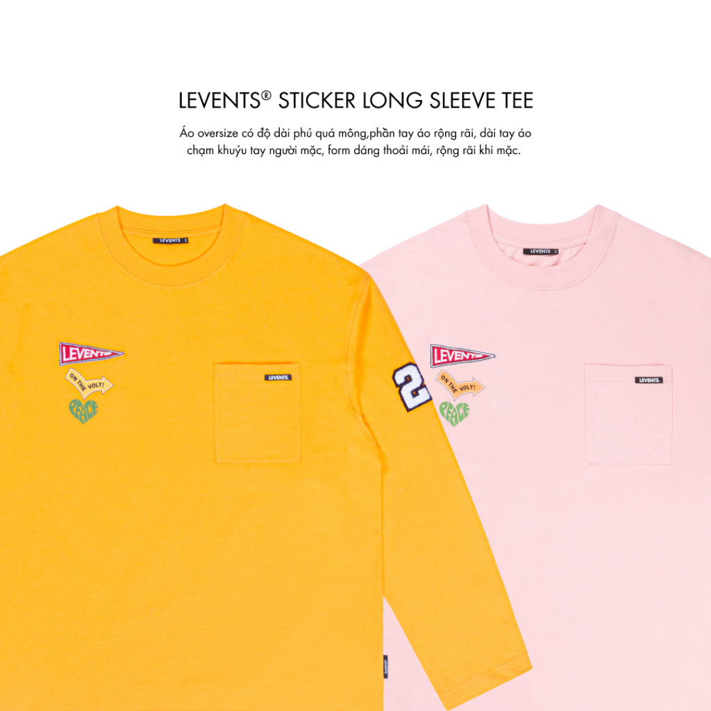 Levents Sticker Long Sleeve Tee 100% Cotton Unisex Oversized