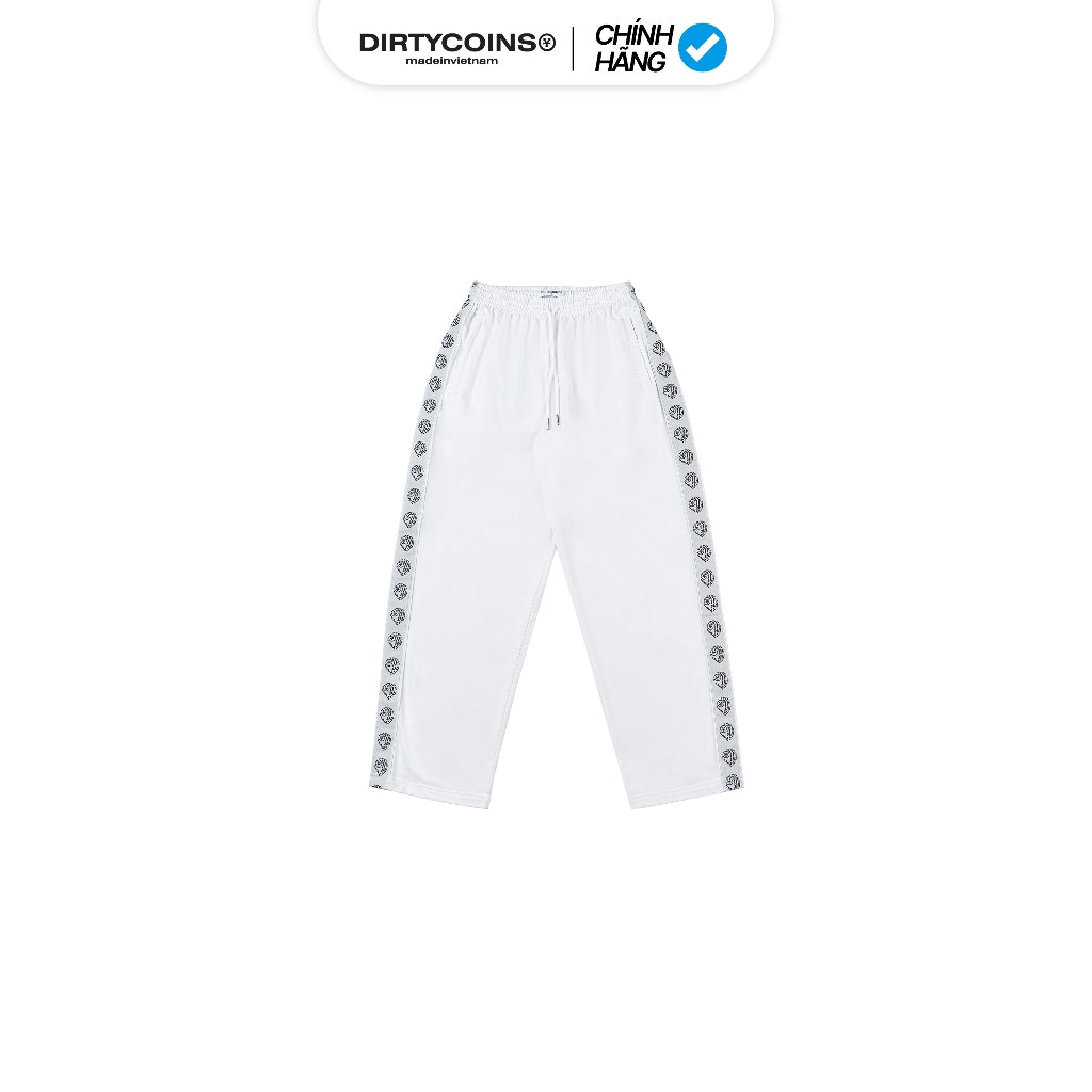 DirtyCoins Track Pants Relaxed Taped Logo - White