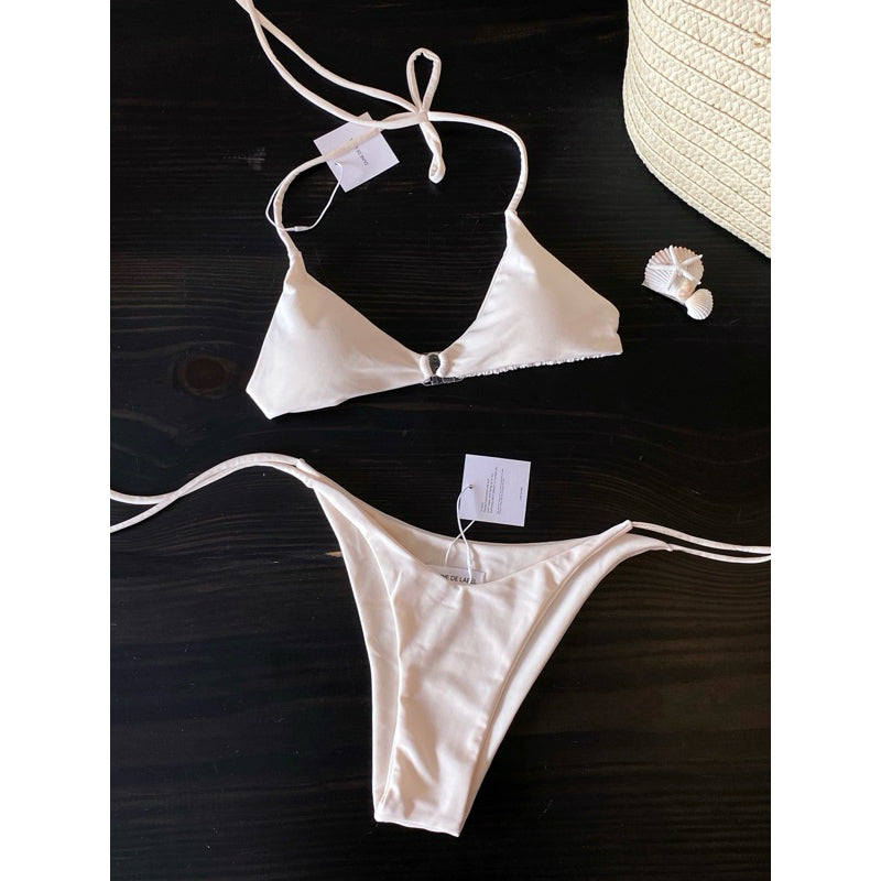 DUNE DE LABEL l Elastic 2-Layer Lace-Up Bikini Bottom