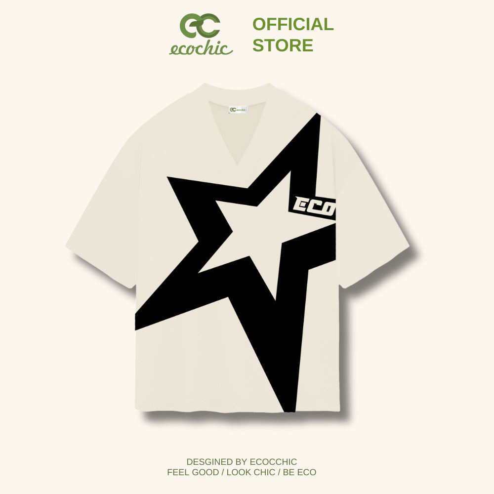 Genuine ECOCHIC "I AM STAR" TSHIRT V-neck T-Shirt Unisex Loose Oversize Cotton 100% B053