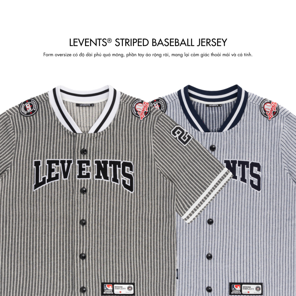 Levents Striped Baseball Jersey Unisex Sturdy Poly Cotton Blend
