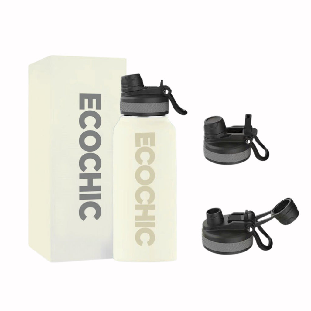 Ecochic Stainless Steel Thermos Bottle with 3D Logo Printing, High Quality, Keeps Hot and Cold for 8 - 12 Hours, Has Straw, Modern Silicon Paint Technology A702