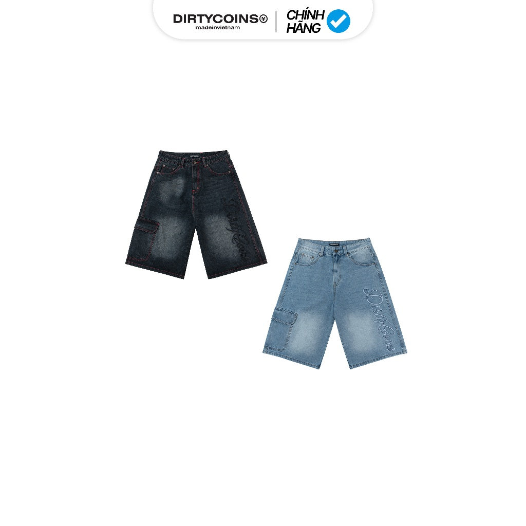 DirtyCoins Denim Baggy Embroidery Logo Pants