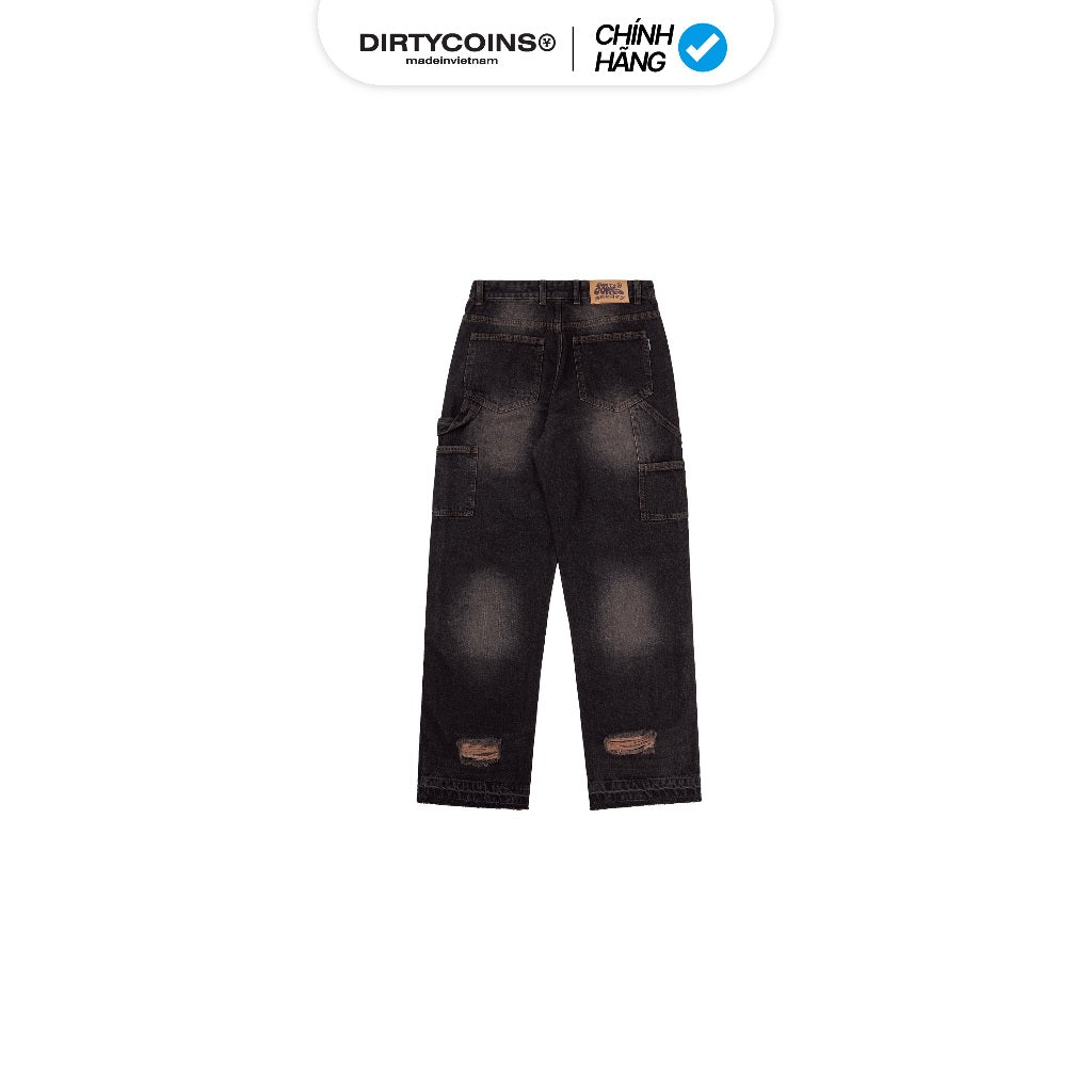 DirtyCoins Denim Pants Double Knee Wash Brown