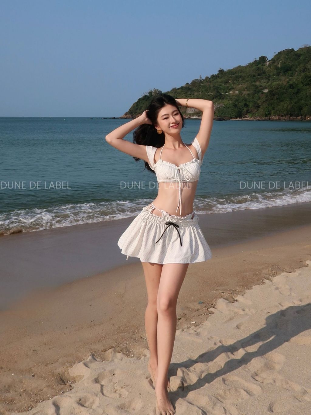 DUNE DE LABEL l Bikini 2 Mảnh Chấm Bi Thiết Kế Cột Dây Có Tay và Chân Váy Cover Up l POSIES BIKINI SET