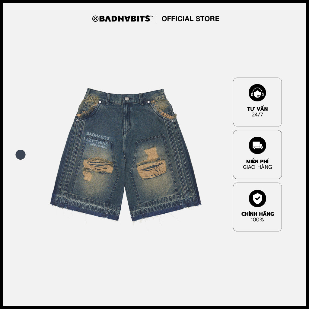 DOUBLE DESTROYED BAGGY SHORT - LAZY THINK COLLECTION