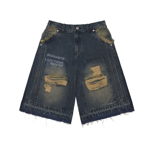 DOUBLE DESTROYED BAGGY SHORT - LAZY THINK COLLECTION