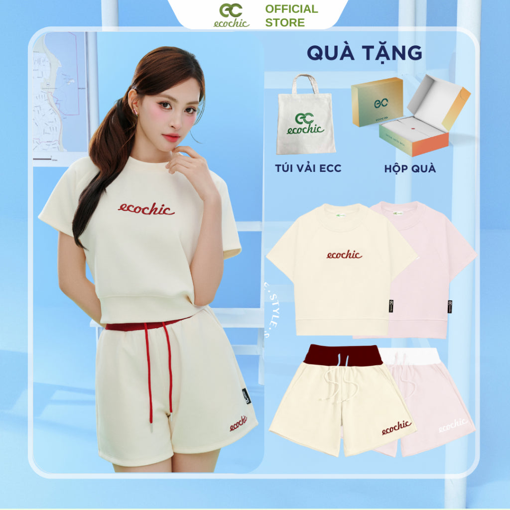 ECOCHIC CHIC RUSH Short Set Crop T-Shirt High Waisted Shorts Genuine High Quality Material B145