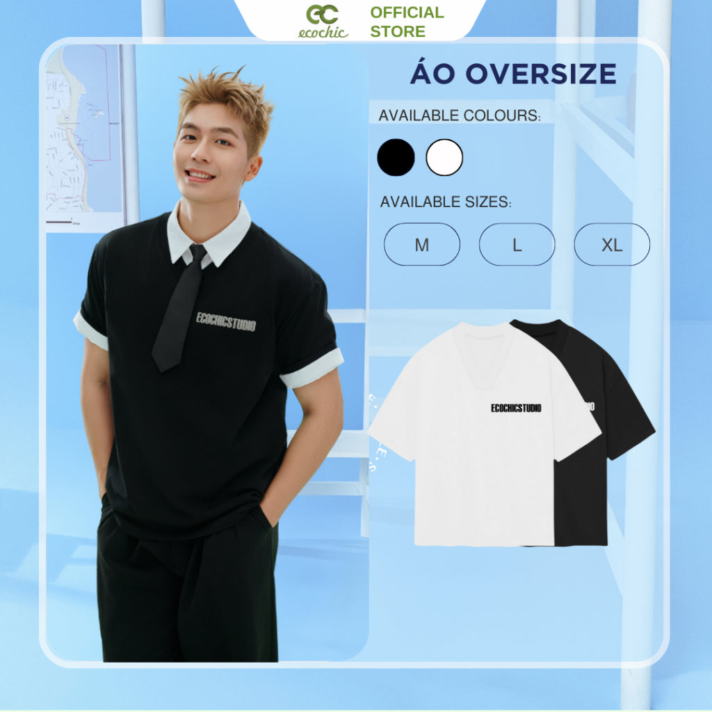 Áo Phông ECOCHIC Tee Cổ Tim Local Brand Chính Hãng Unisex Form Rộng Oversize Premium Cotton 100% B018