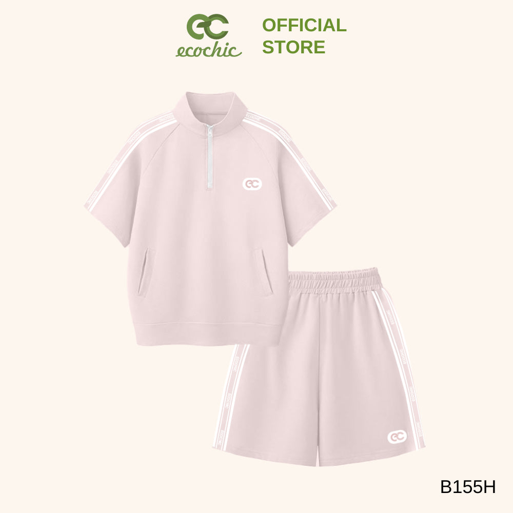 ECOCHIC URBAN BLOOM Short Set Crop T-shirt High Waist Shorts High Quality Genuine ECO ON THE GO B155
