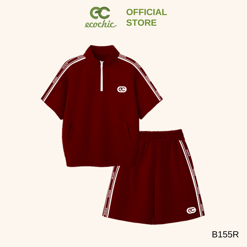 ECOCHIC URBAN BLOOM Short Set Crop T-shirt High Waist Shorts High Quality Genuine ECO ON THE GO B155