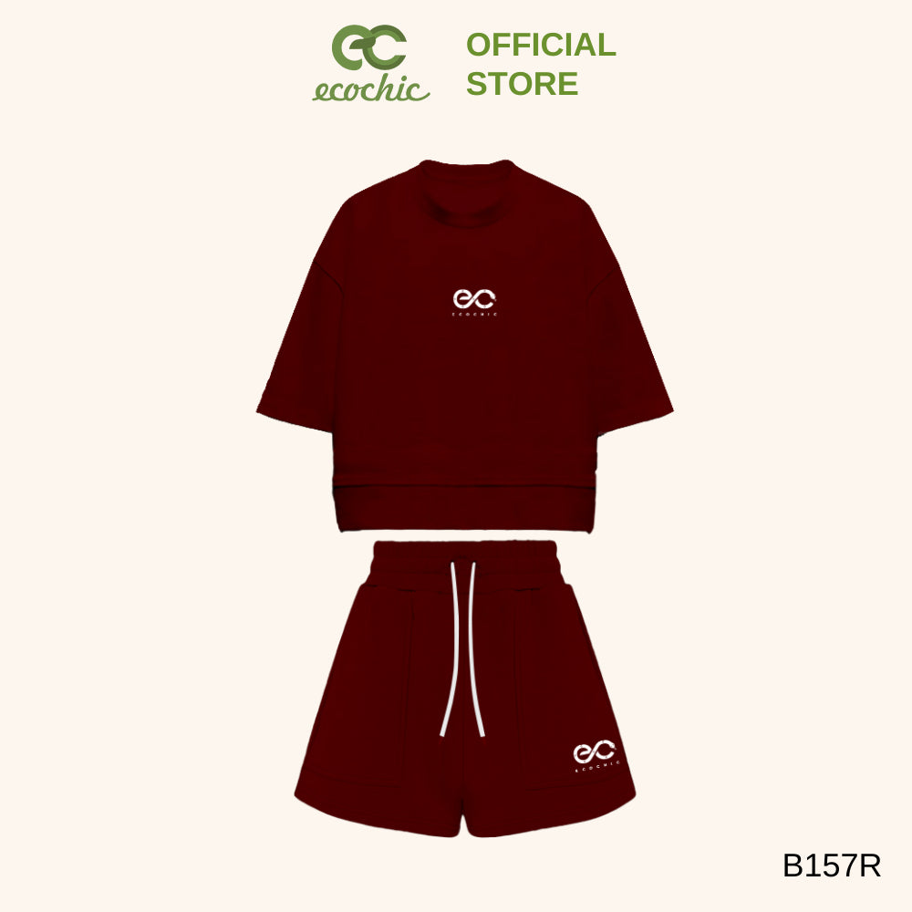 ECOCHIC NEW LOGO Short Set Crop T-shirt High Waist Shorts High Quality Genuine ECO ON THE GO B157
