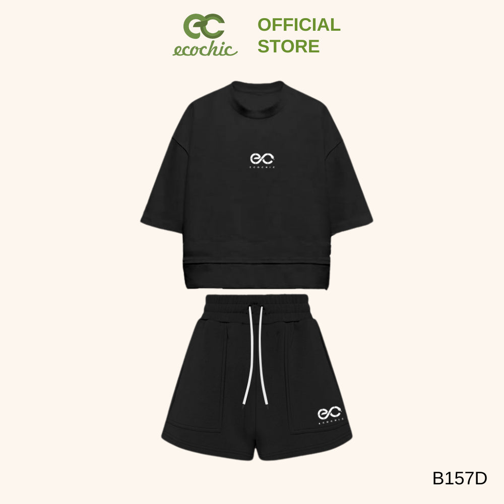 ECOCHIC NEW LOGO Short Set Crop T-shirt High Waist Shorts High Quality Genuine ECO ON THE GO B157