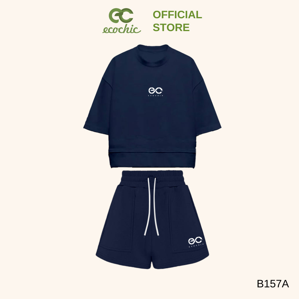 ECOCHIC NEW LOGO Short Set Crop T-shirt High Waist Shorts High Quality Genuine ECO ON THE GO B157