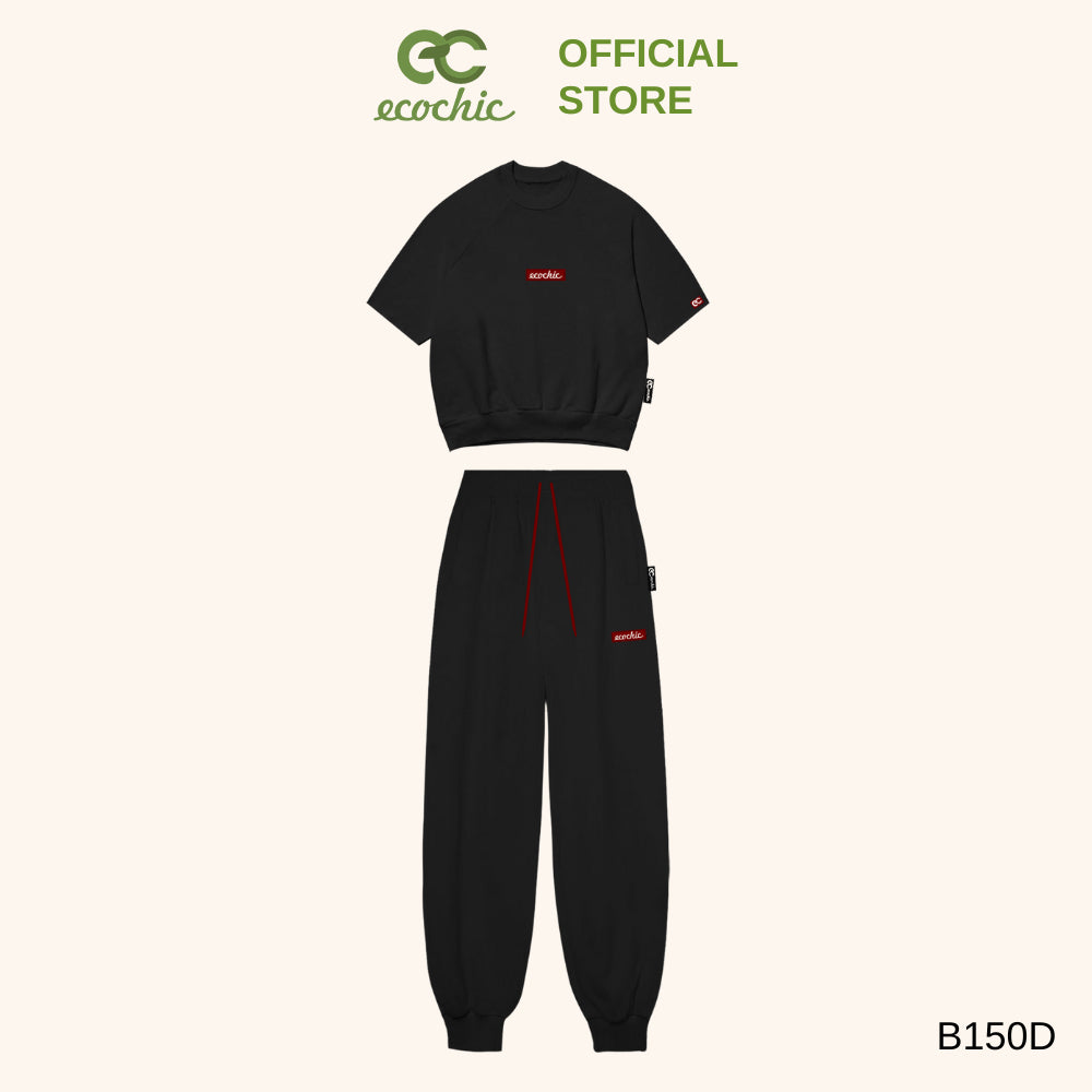 Set ECOCHIC FRERCE FRERCE WINK SET Crop Shirt High Waist Pants Hem Embroidered Logo High Quality Genuine Material B140 B150