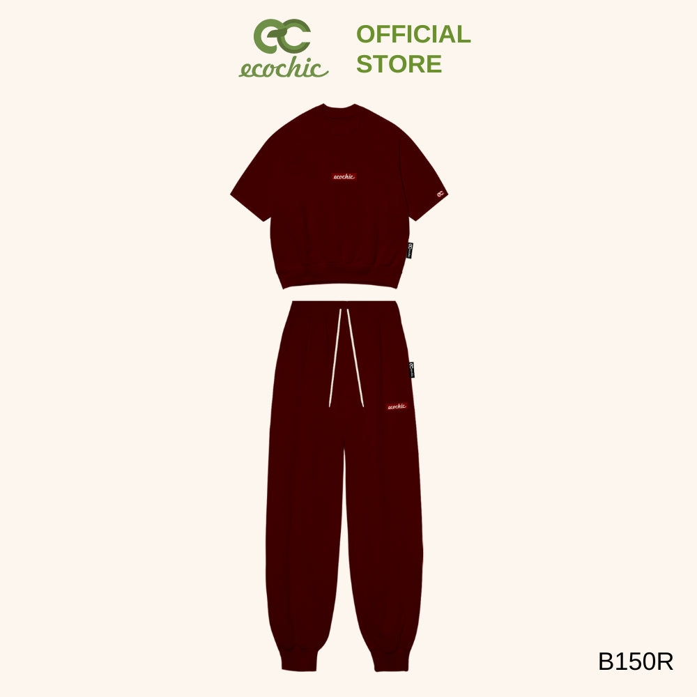 Set ECOCHIC FRERCE FRERCE WINK SET Crop Shirt High Waist Pants Hem Embroidered Logo High Quality Genuine Material B140 B150