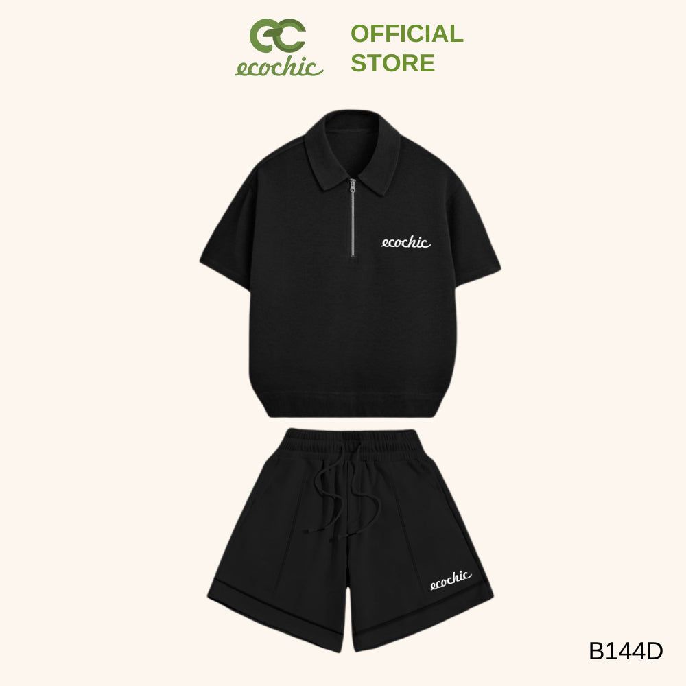 ECOCHIC FRESH PULSE Polo Set Zip-up Polo Shirt High Waisted Shorts Genuine High Quality Material B144