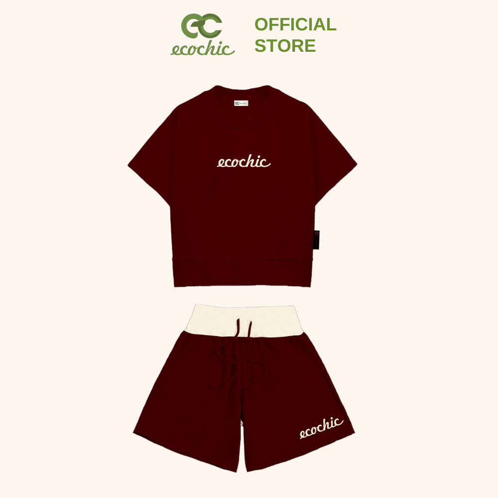 ECOCHIC CHIC RUSH Short Set Crop T-Shirt High Waisted Shorts Genuine High Quality Material B145